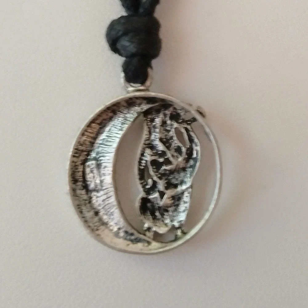 Celtic Vision Sacred Symbols Pewter Moon Pendant Vintage 90s  24